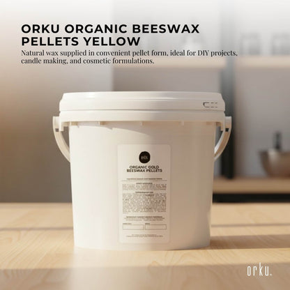 Orku Organic Beeswax Pellets Yellow Tubs - Cosmetic Grade Bees Wax Pastilles