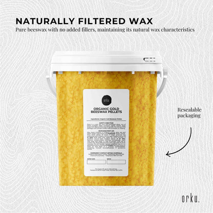 Orku Organic Beeswax Pellets Yellow Tubs - Cosmetic Grade Bees Wax Pastilles