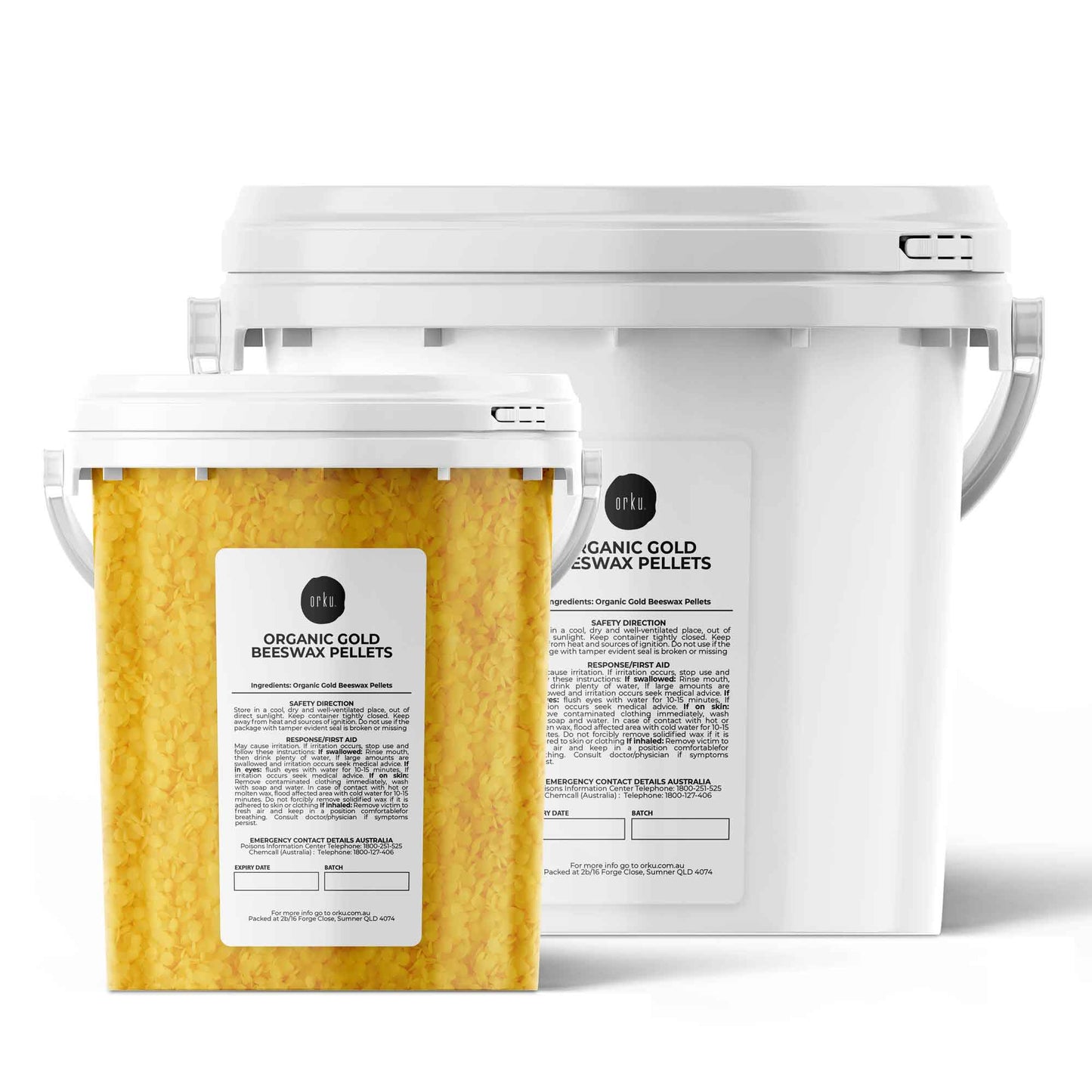 Orku Organic Beeswax Pellets Yellow Tubs - Cosmetic Grade Bees Wax Pastilles