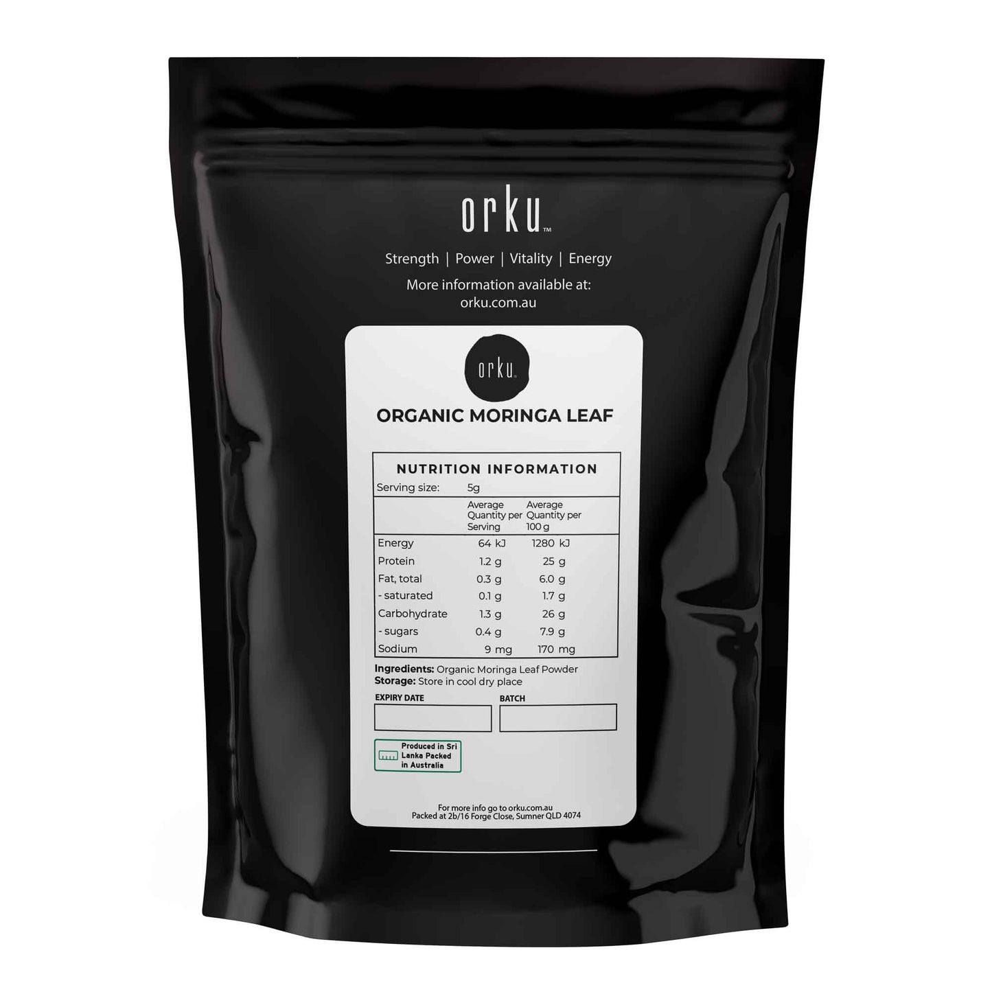 Orku Organic Moringa Leaf Powder - Food Grade Oleifera Drumstick Leaf