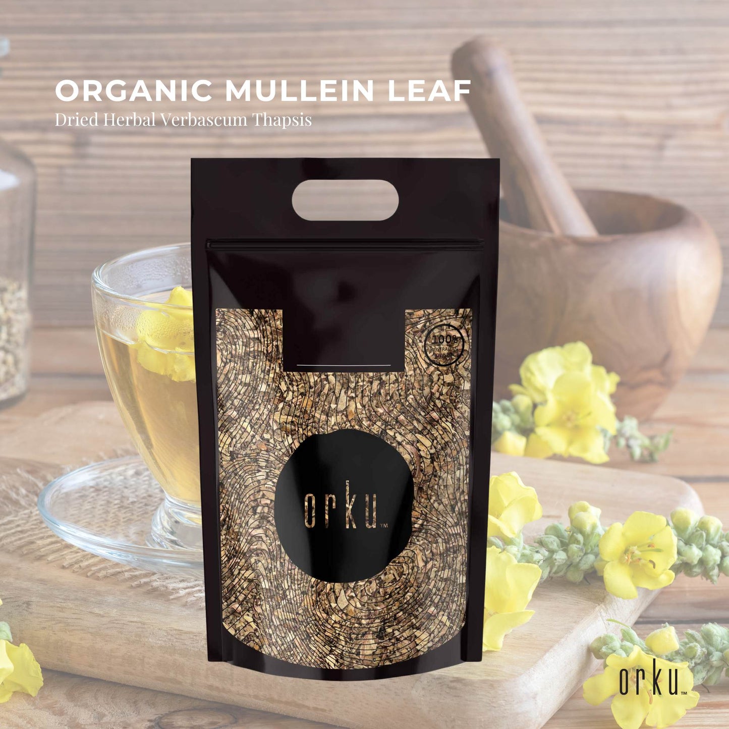 Orku Organic Mullein Leaf - Dried Herbal Botanical Verbascum Thapsis