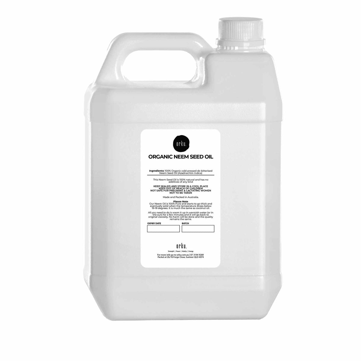 Orku Organic Neem Seed Oil - Debitterised Cold Pressed Azadirachtin Indica