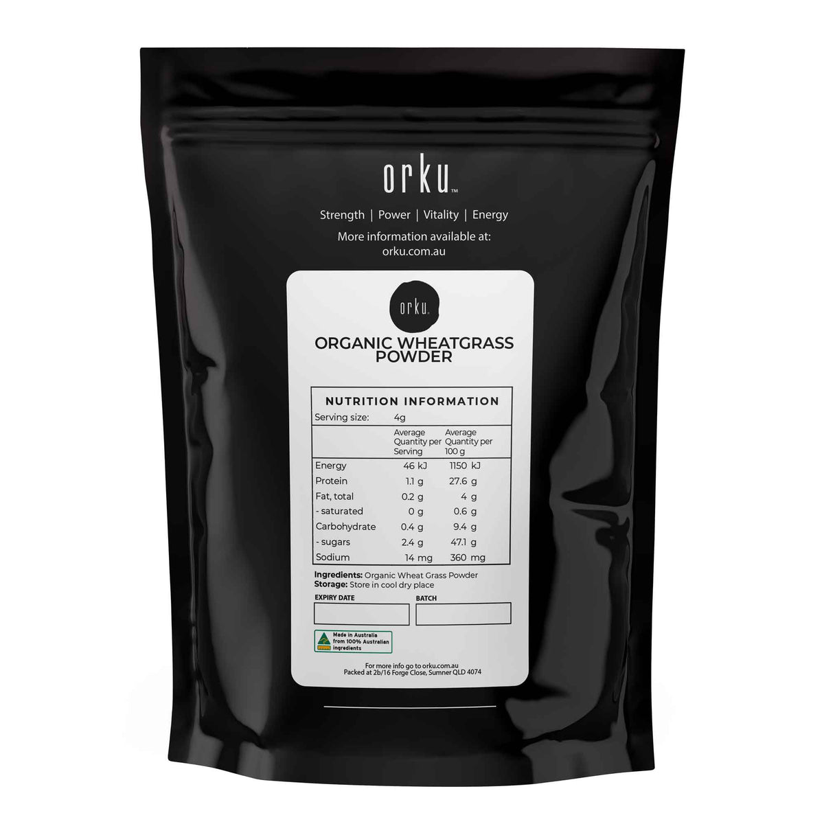 Orku Organic Wheatgrass Powder - 100% Pure Wheat Grass Leaf Superfood