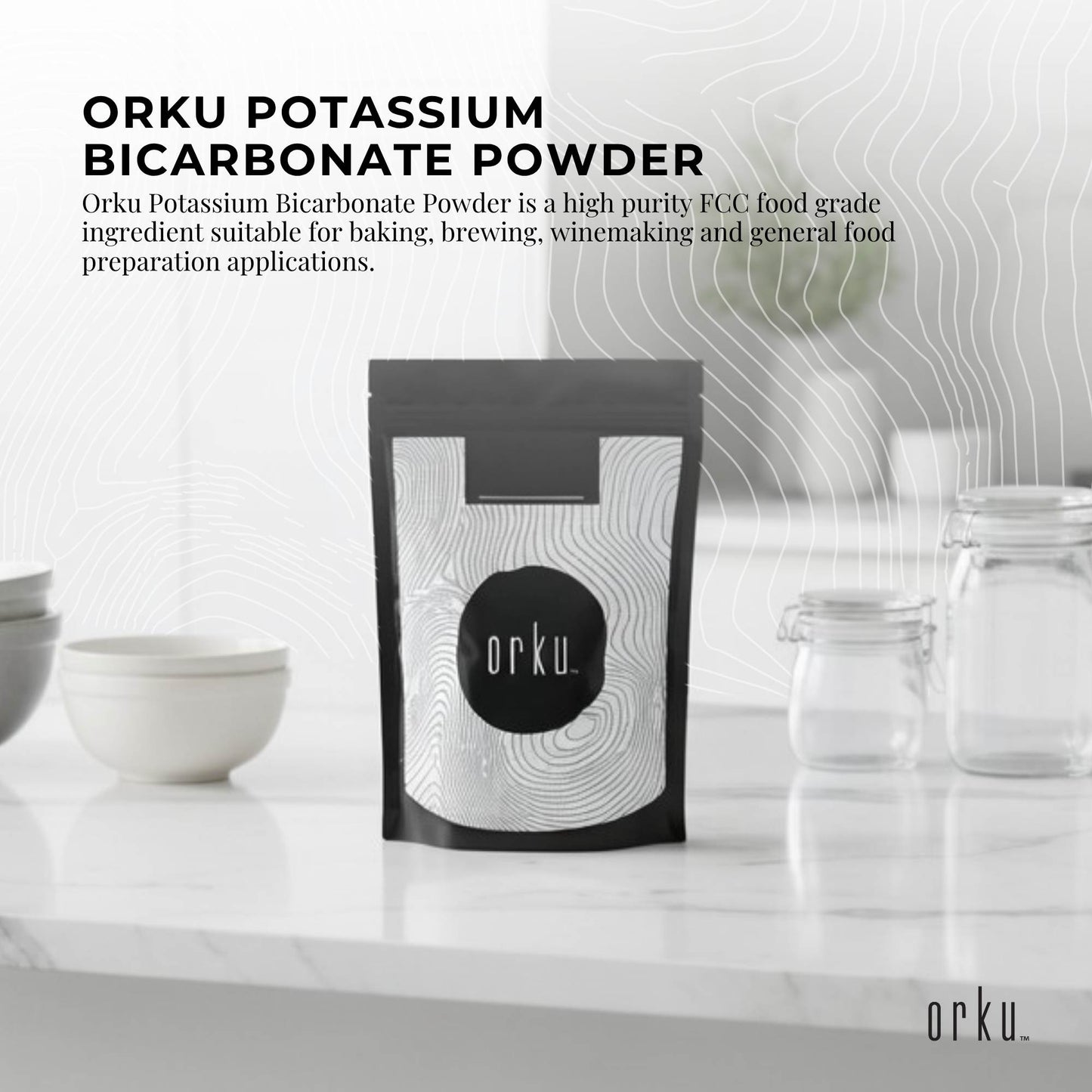 Orku Potassium Bicarbonate Powder FCC Food Grade - Baking Brewing Bulk