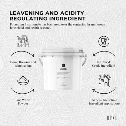 Orku Potassium Bicarbonate Powder Tubs FCC Food Grade - Baking Brewing Bulk