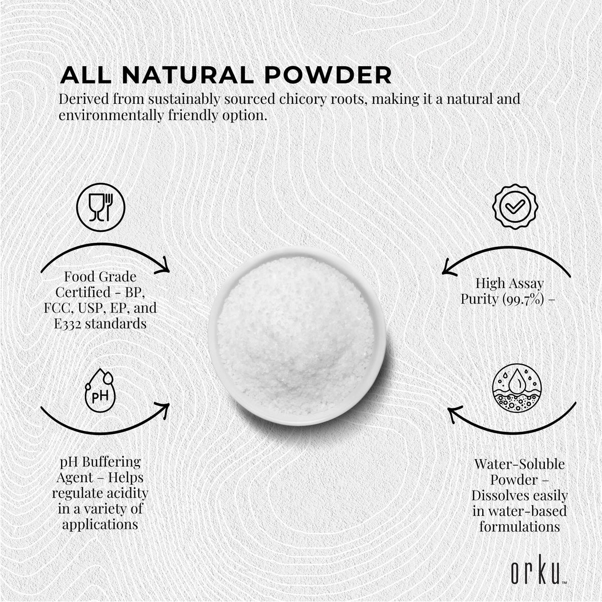 Orku Potassium Citrate Food Grade - Granular BP USP FCC E332 Additive