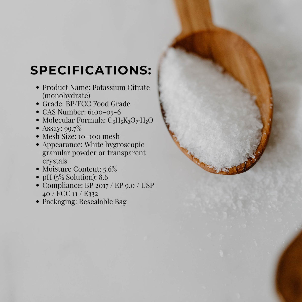 Orku Potassium Citrate Food Grade - Granular BP USP FCC E332 Additive