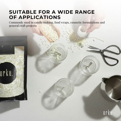 Orku Pure Beeswax Pellets White BP Grade Refined Bead - Candle Cosmetic DIY