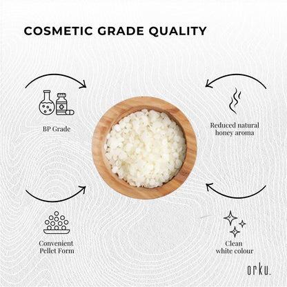 Orku Pure Beeswax Pellets White BP Grade Refined Beads - Candle Cosmetic Tubs