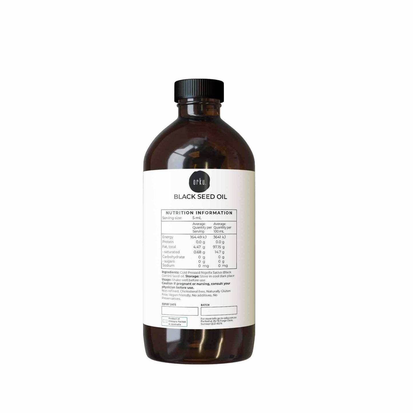 Orku Black Seed Oil Pure Cold Pressed 100% Ethiopian Nigella Sativa Cumin