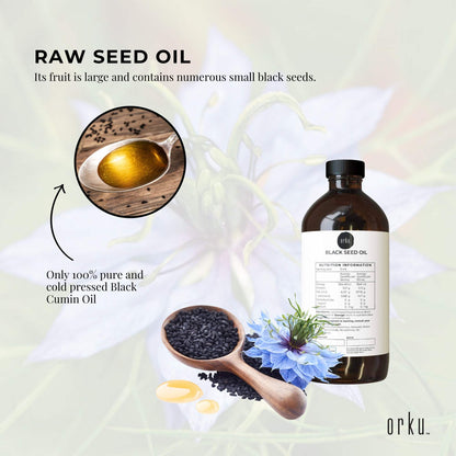 Orku Black Seed Oil Pure Cold Pressed 100% Ethiopian Nigella Sativa Cumin