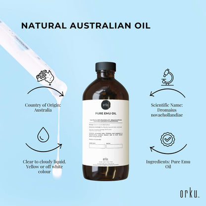 Orku Pure Emu Oil - Natural Undiluted Australian Dromaius Novaehollandiae