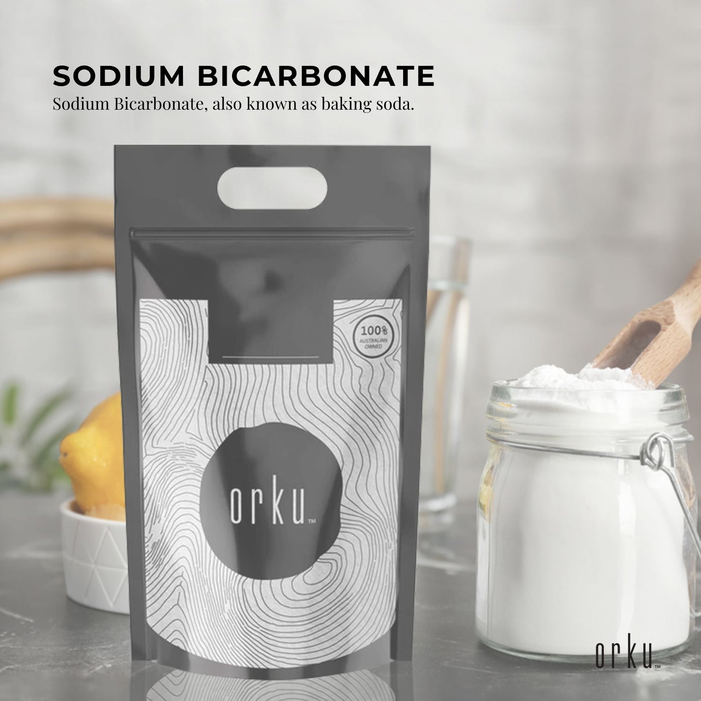 Orku Sodium Bicarbonate Food Grade - Baking Soda Aluminium Free Powder Bulk