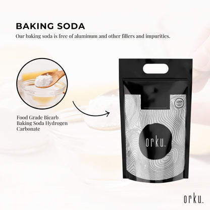 Orku Sodium Bicarbonate Food Grade - Baking Soda Aluminium Free Powder Bulk