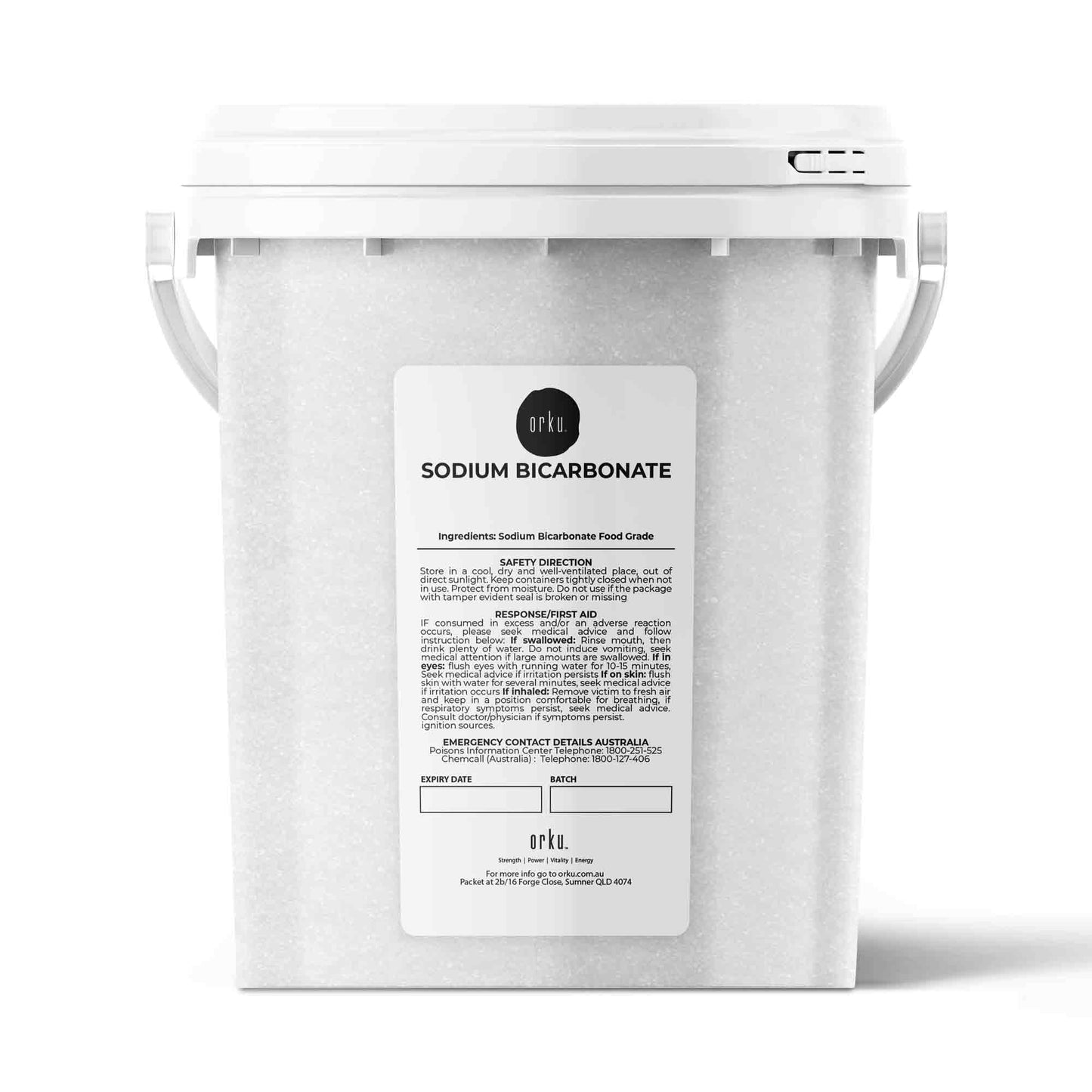 Orku Sodium Bicarbonate Food Grade Tubs - Baking Soda Aluminium Free Powder Bulk