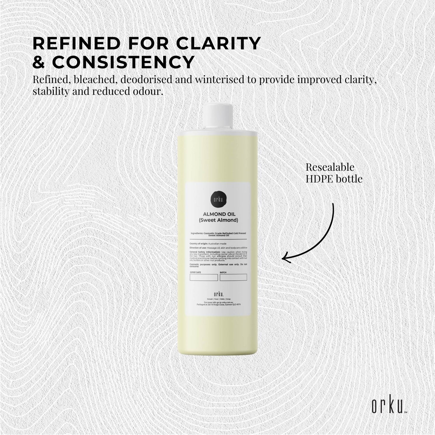 Orku Sweet Almond Oil 100% Pure Refined Cosmetic Carrier Skin Hair Bulk