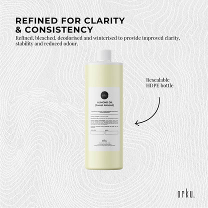 Orku Sweet Almond Oil 100% Pure Refined Cosmetic Carrier Skin Hair Bulk