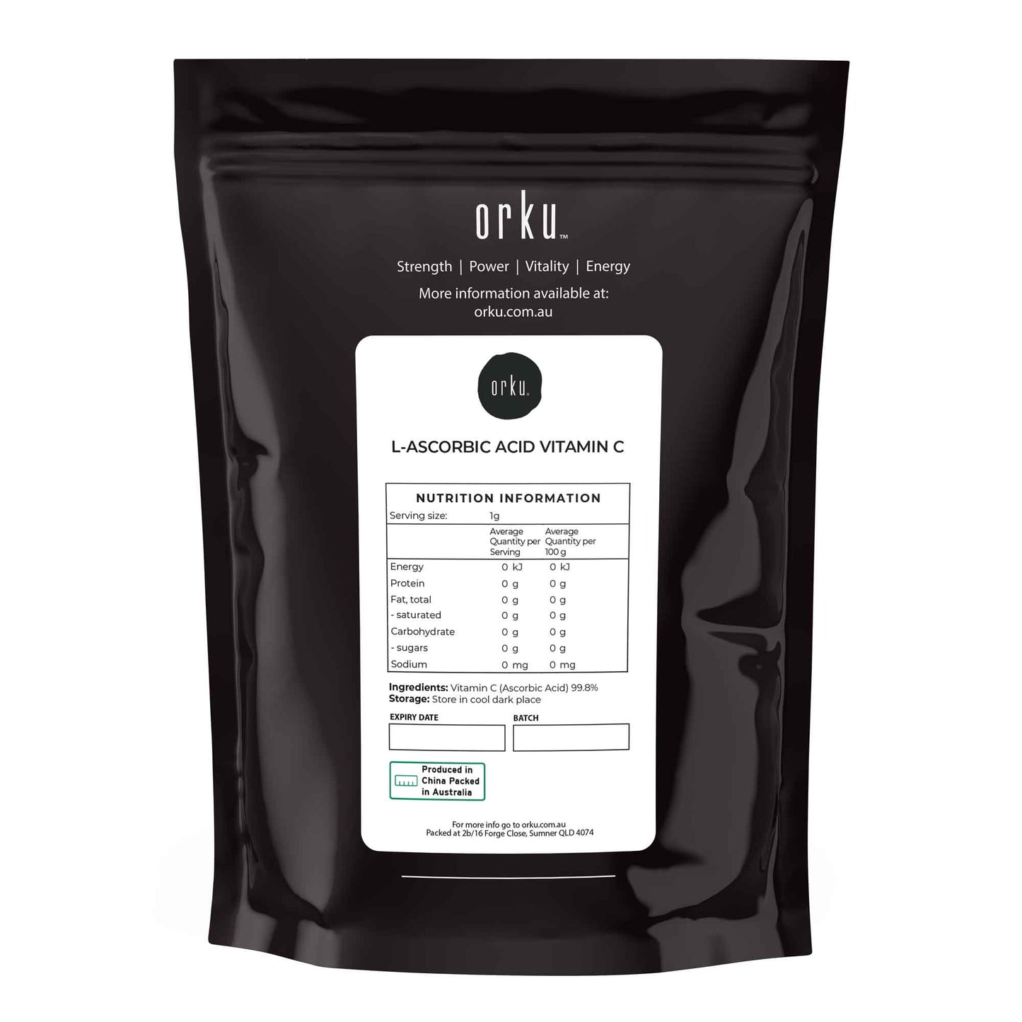Orku Vitamin C Powder Pure L-Ascorbic Acid  USP Grade Bulk Sizes