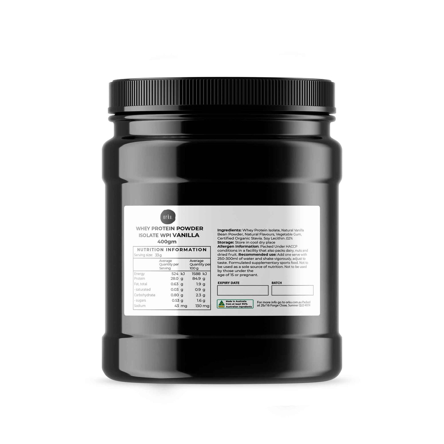 Orku WPI Whey Protein Isolate Powder - Vanilla Jar | Sports Food