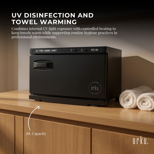 Orku 18L UV Disinfection Electric Towel Warmer Cabinet Salon Spa Black