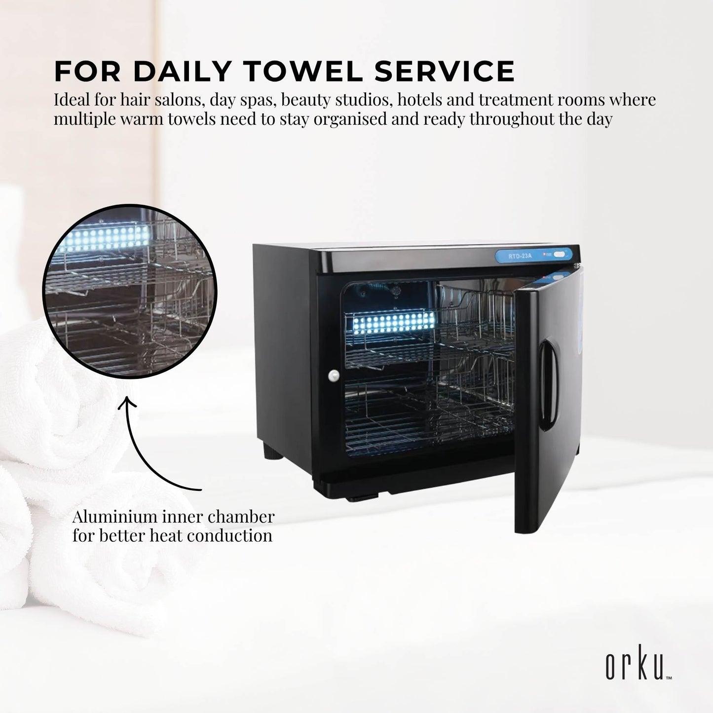 Orku 23L UV Disinfection Electric Towel Warmer Cabinet Salon Spa Black