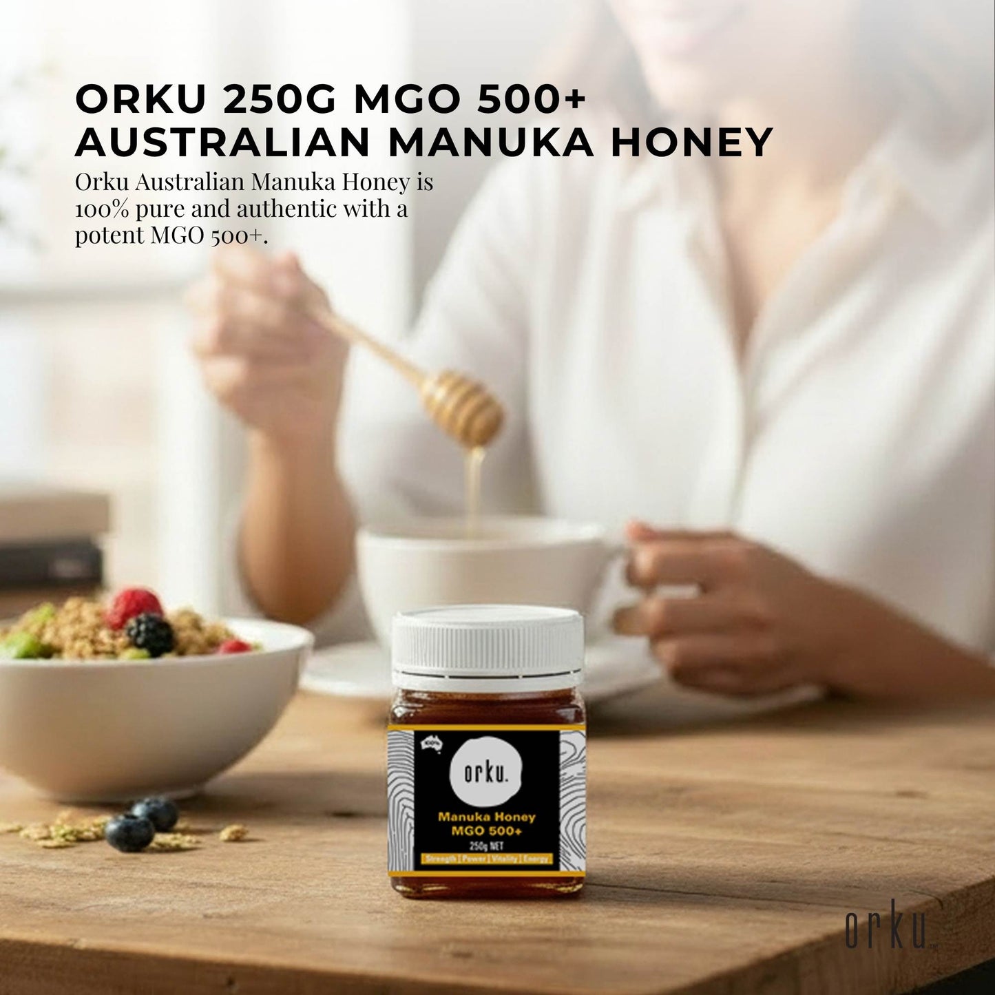 Orku MGO 500+ Australian Manuka Honey 250g - Raw Jelly Bush Honey