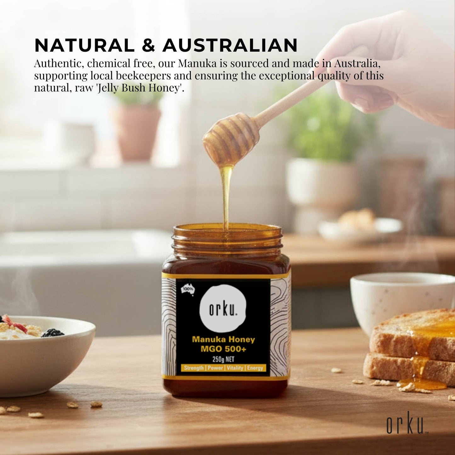 Orku MGO 500+ Australian Manuka Honey 250g - Raw Jelly Bush Honey