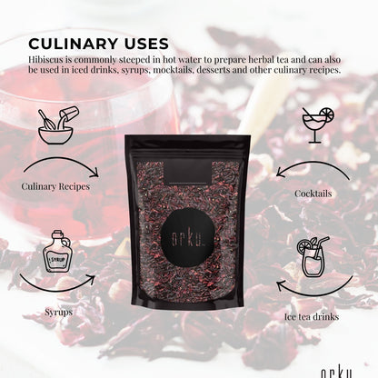 Orku Organic Hibiscus Rosella Flower Crushed Dried Herbal Tea
