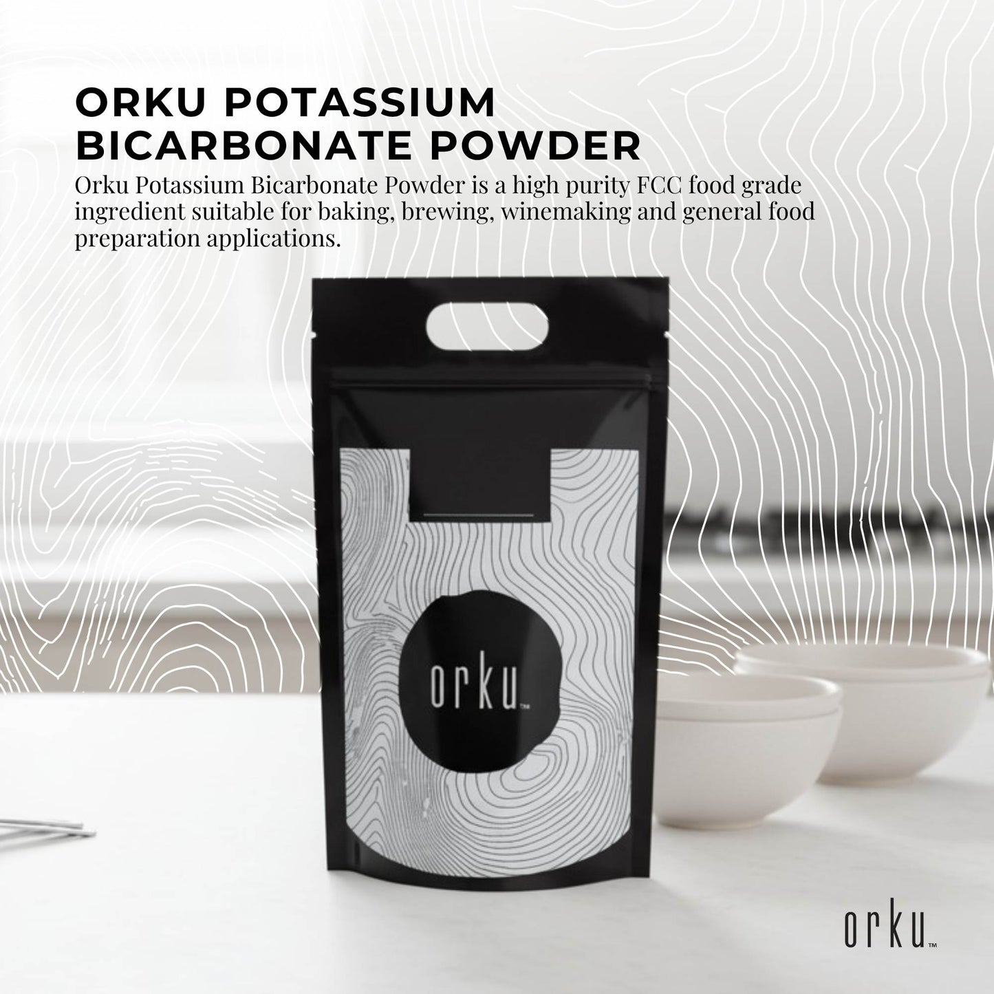 Orku Potassium Bicarbonate Powder FCC Food Grade - Baking Brewing Bulk
