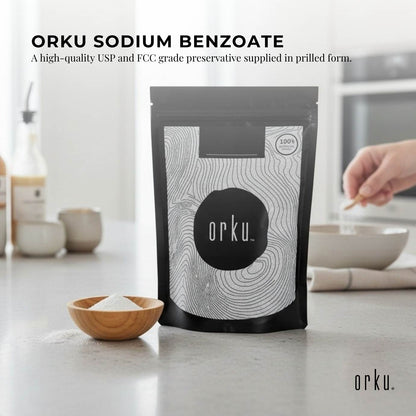 Orku Sodium Benzoate USP/FCC Grade Prills – E211 Preservative CAS 532-32-1