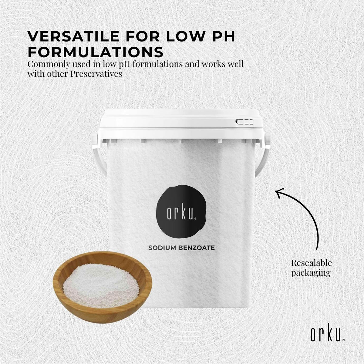 Orku Sodium Benzoate Tub - USP/FCC Grade Prills – E211 Preservative CAS 532-32-1