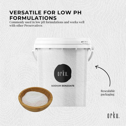 Orku Sodium Benzoate Tub - USP/FCC Grade Prills – E211 Preservative CAS 532-32-1