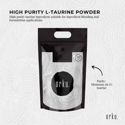 Orku Taurine Powder - High Purity L-Taurine Amino Acid Ingredient Bulk