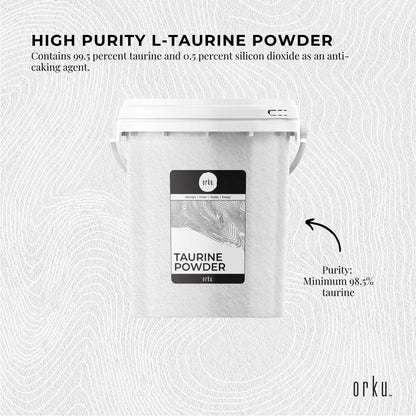 Orku Taurine Powder Tub - High Purity L-Taurine Amino Acid Ingredient Bulk