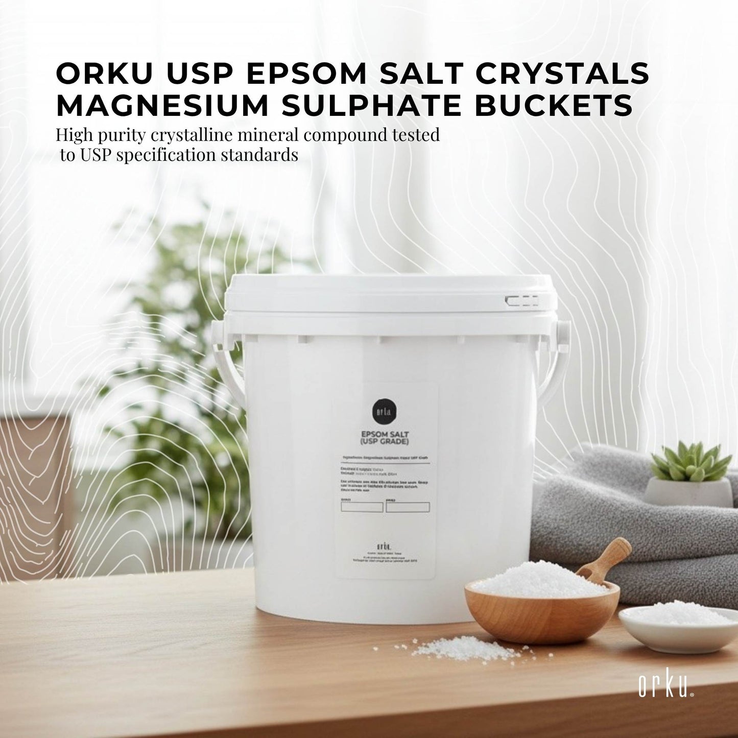 Orku USP Epsom Salt Buckets Magnesium Sulphate - Bath Soak Household Garden Use
