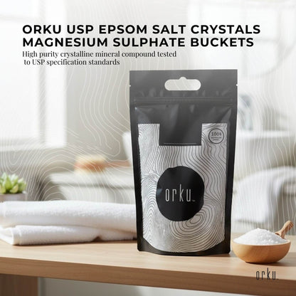 Orku USP Epsom Salt Crystals Magnesium Sulphate - Bath Soak Garden Household Use