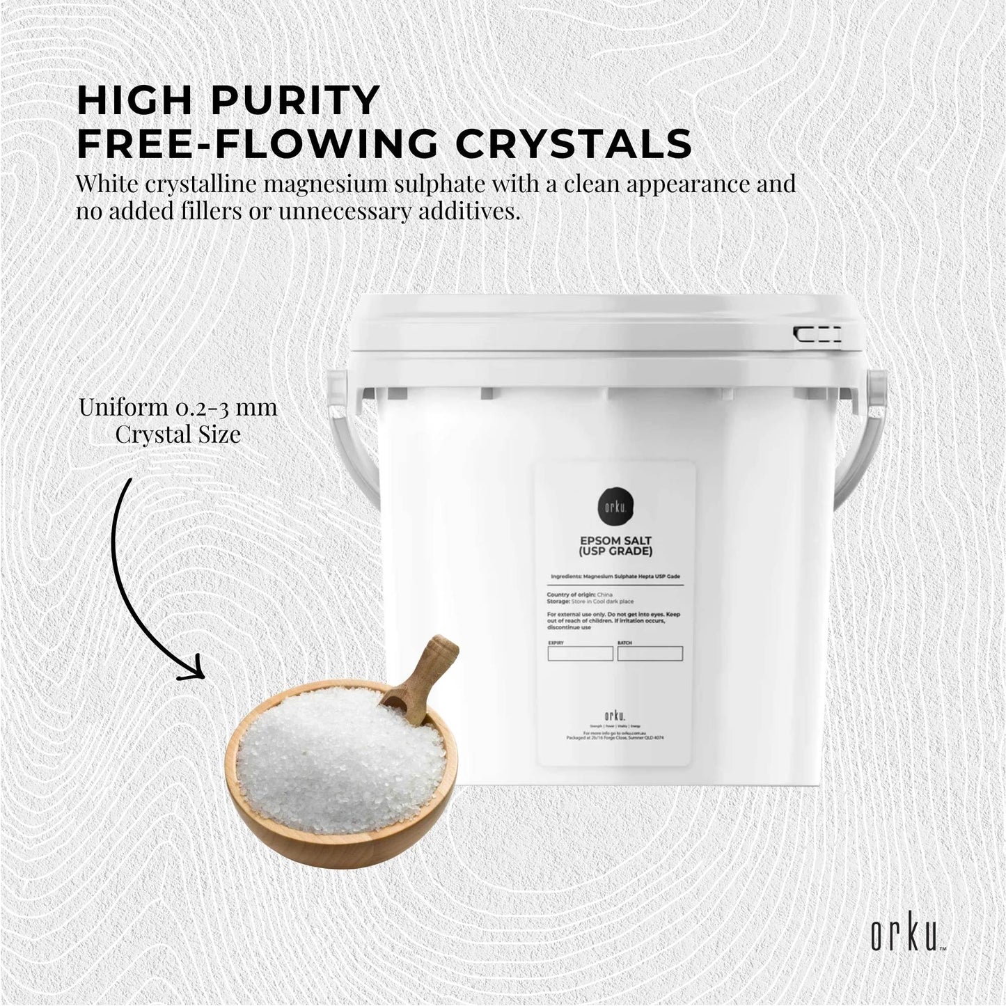 Orku USP Epsom Salt Buckets Magnesium Sulphate - Bath Soak Household Garden Use