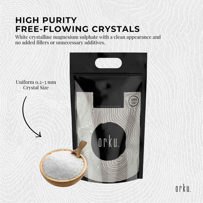 Orku USP Epsom Salt Crystals Magnesium Sulphate - Bath Soak Garden Household Use