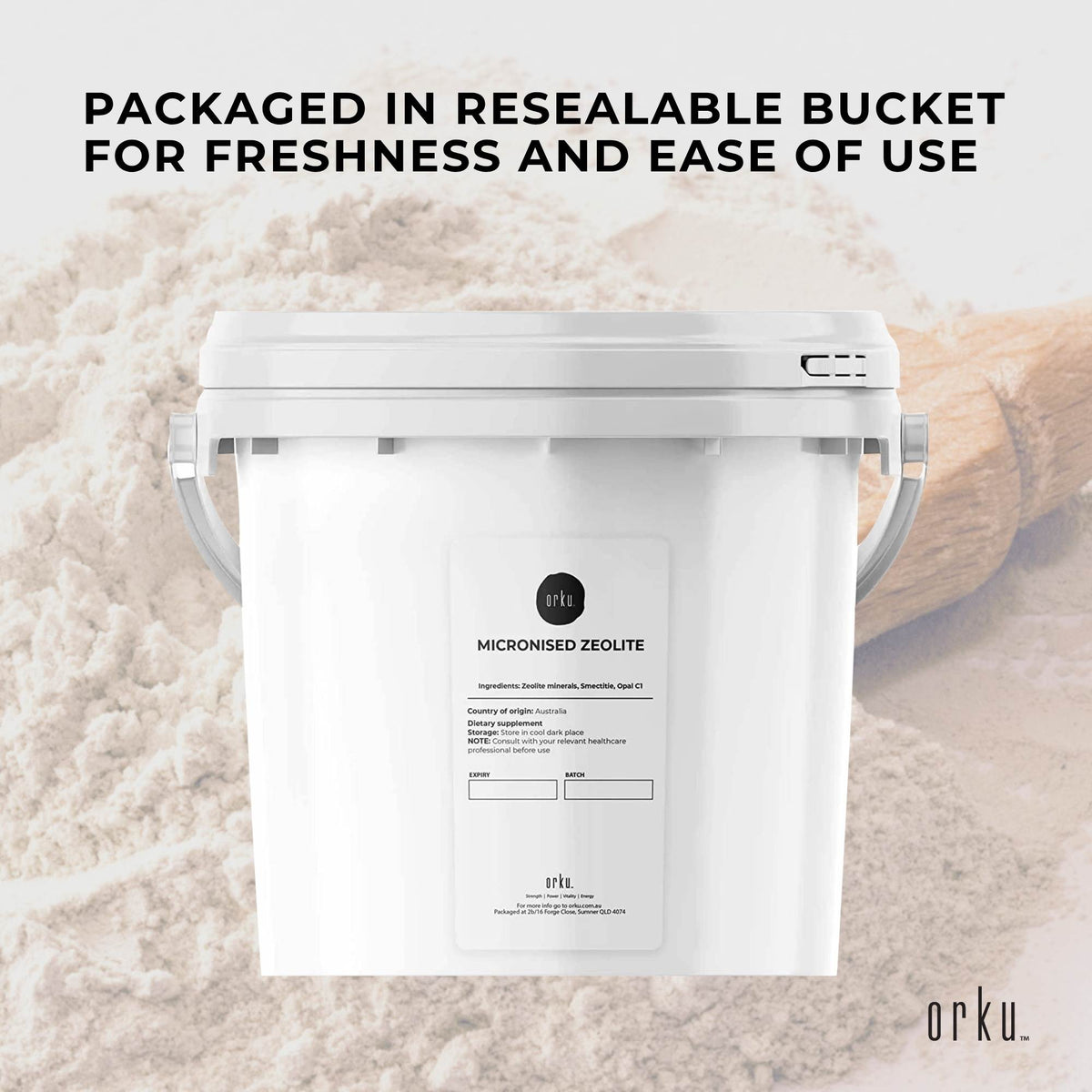 Orku Ultrafine Micronised Zeolite Powder Tubs - Natural Clinoptilolite Mineral