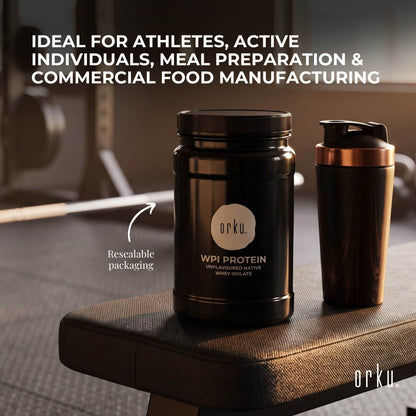 Orku Whey Protein Isolate Powder WPI 90% Unflavoured Native Jar