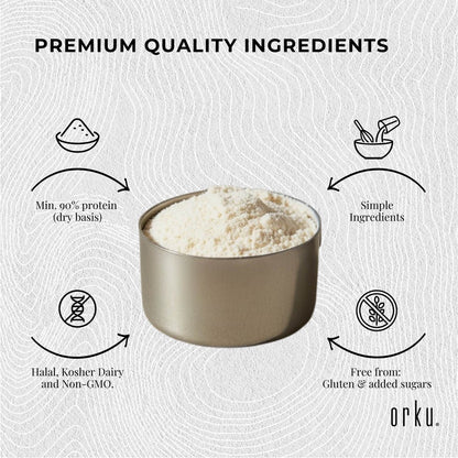 Orku Whey Protein Isolate Powder WPI 90% Unflavoured Native Jar