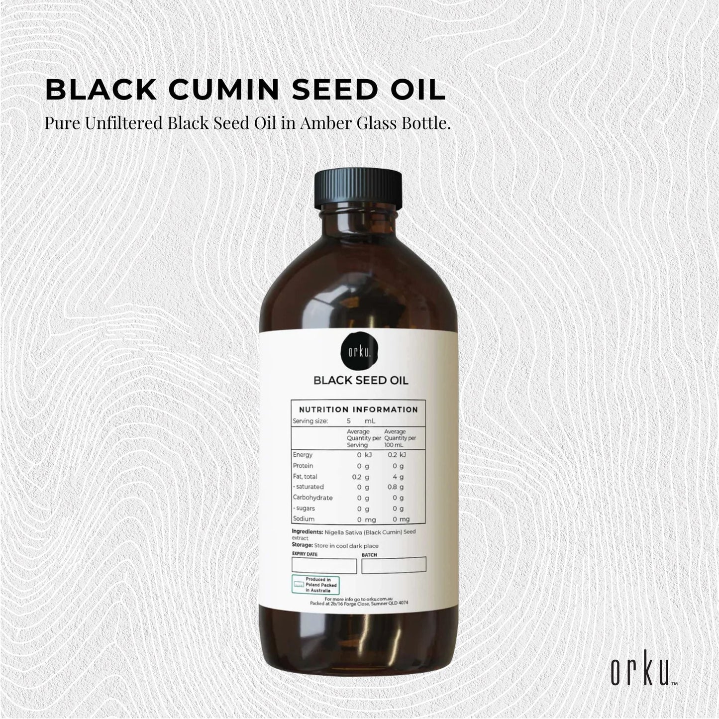 Pure Black Seed Oil - 100% Ethiopian Nigella Sativa Cumin Cold Pressed