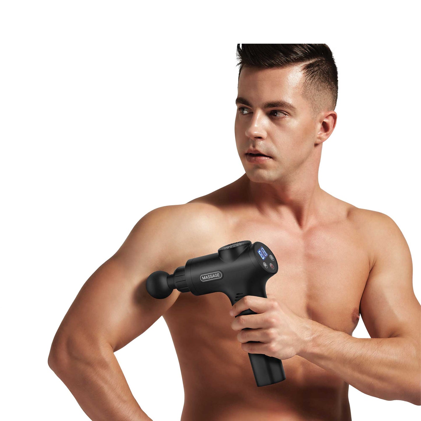 Rechargeable Percussion Massage Gun - Handheld Muscle Pistol - 6 Heads LCD