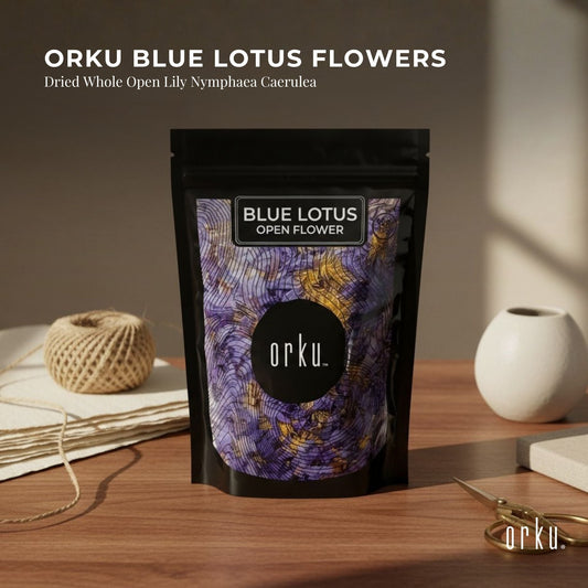 Orku Blue Lotus Flowers - Dried Whole Open Lily Nymphaea Caerulea