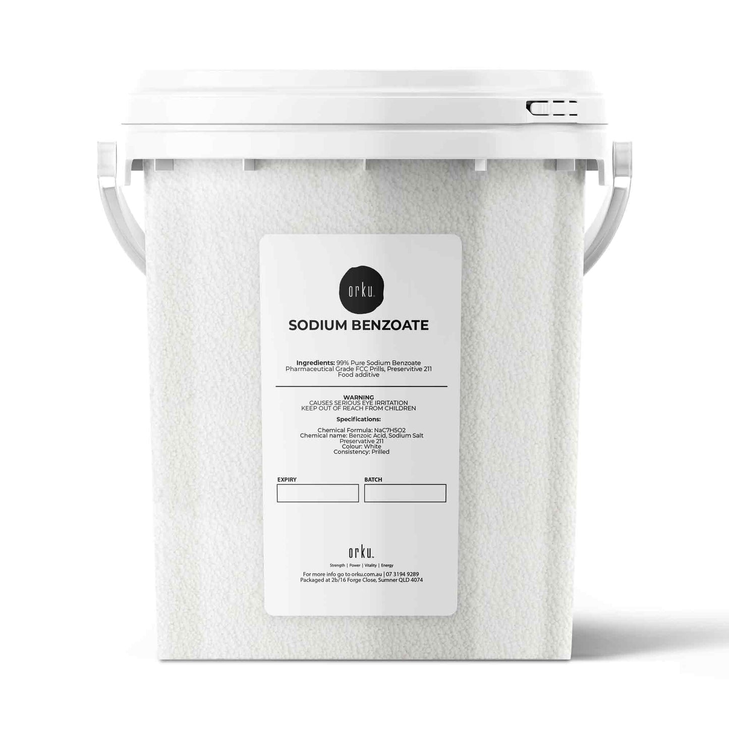 Orku Sodium Benzoate Tub - USP/FCC Grade Prills – E211 Preservative CAS 532-32-1