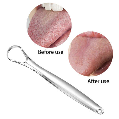 Orku Stainless Steel Tongue Scraper - Oral Hygiene Cleaner Silver