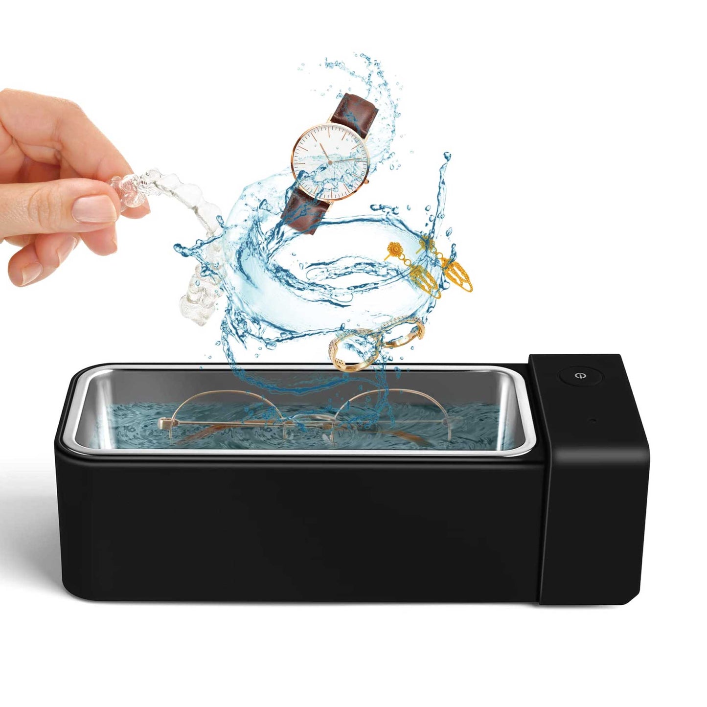 Ultrasonic Jewellery Cleaner 600ml - Portable Mini Personal Sonic Bath