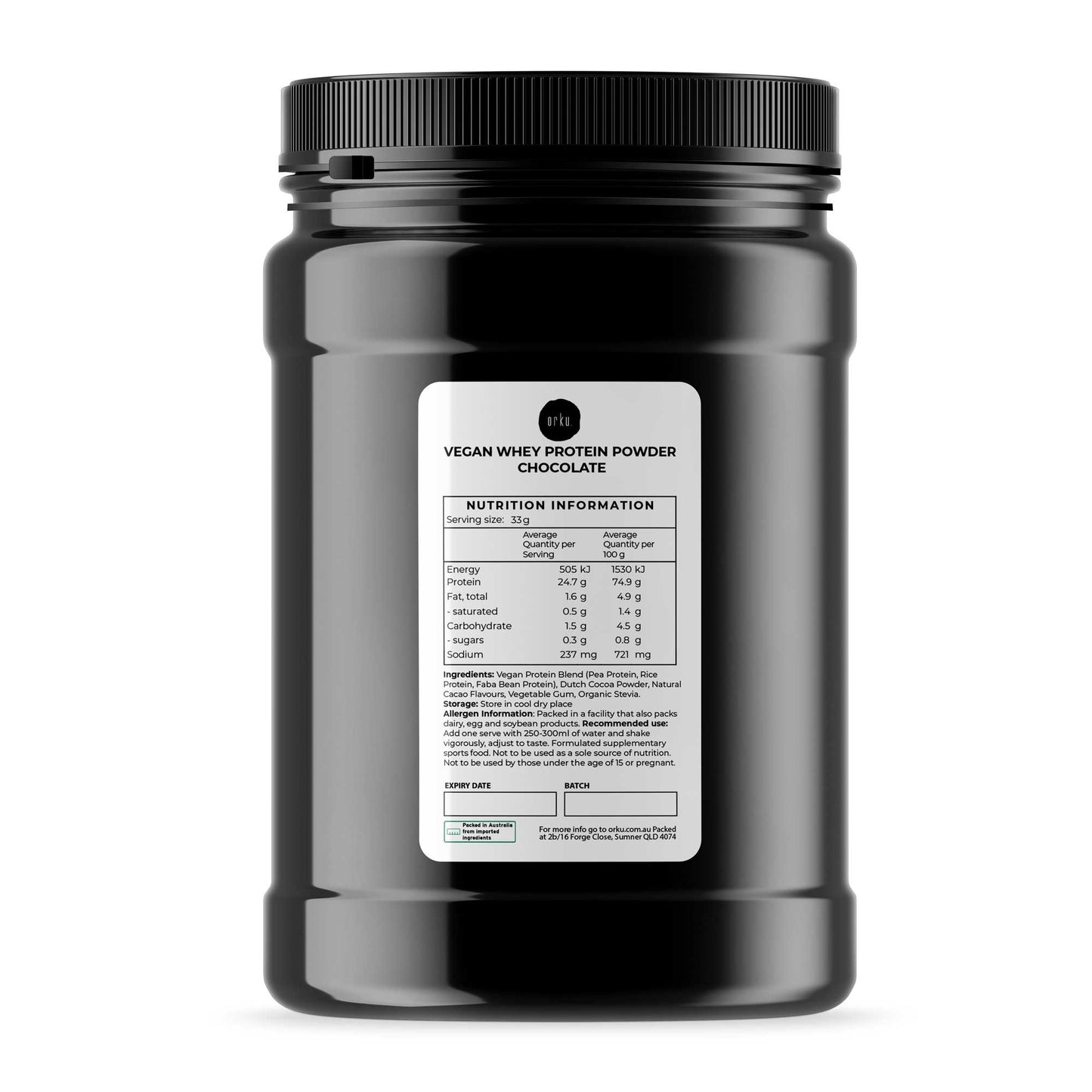 Vegan Protein Powder Blend - Chocolate Plant WPI/WPC Supplement Jars