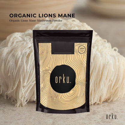 Organic Lions Mane Mushroom Powder Supplement - Hericium Erinaceus Superfood